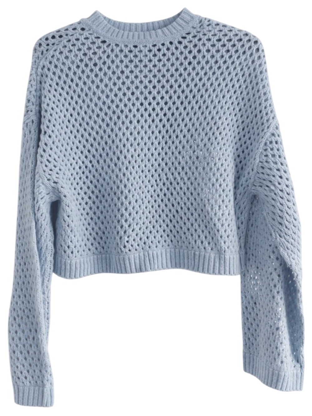 H&M Divided Blue Open Knit Cropped Sweater Women’s Small Lightweight Knit Top